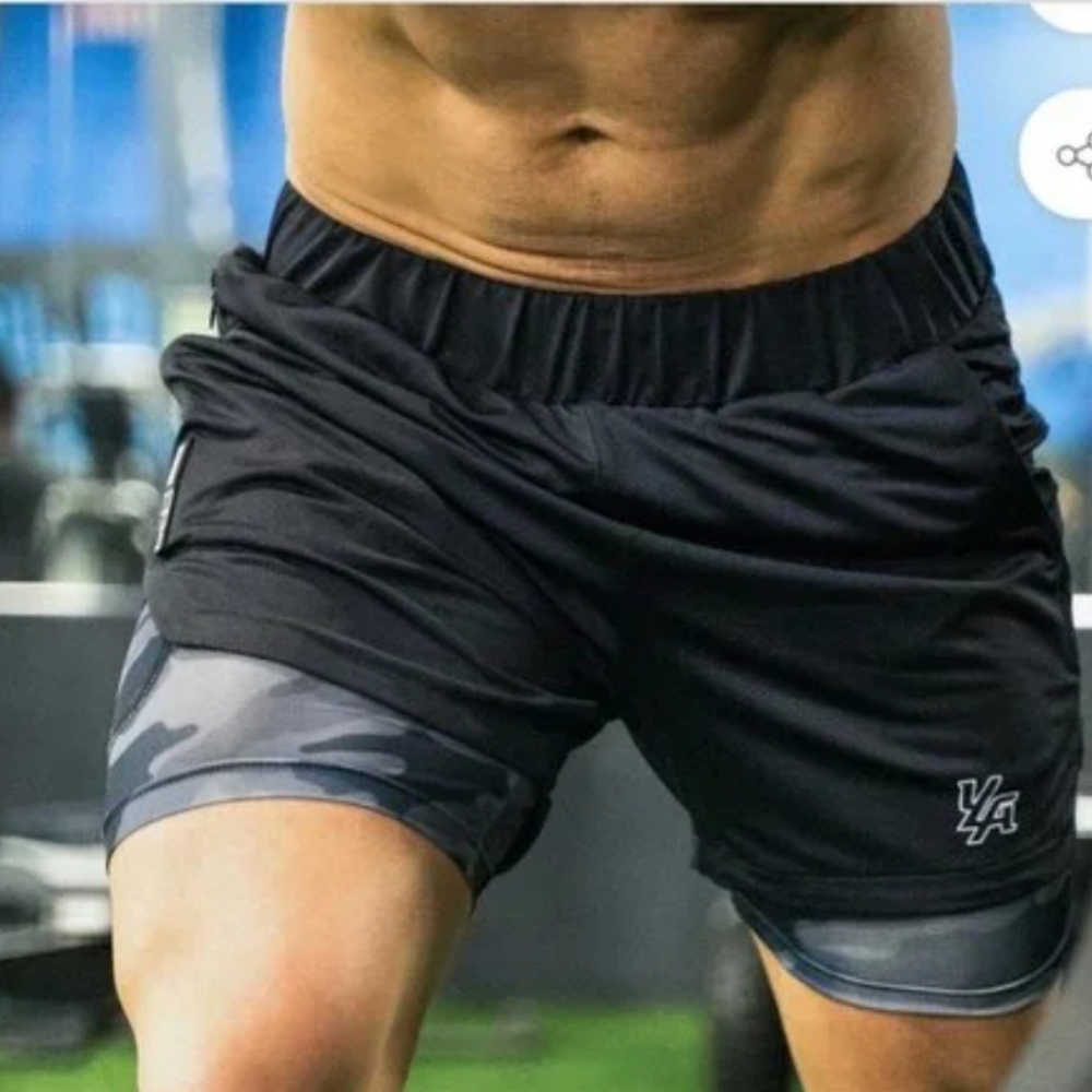 YoungLA Men's Shorts Size L Trilogy Compression Liner Black Camo Mesh